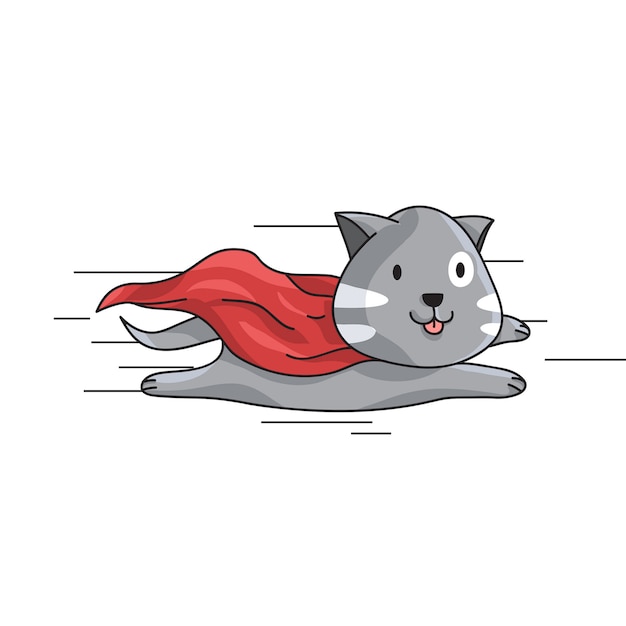 Flying cat with cape characters