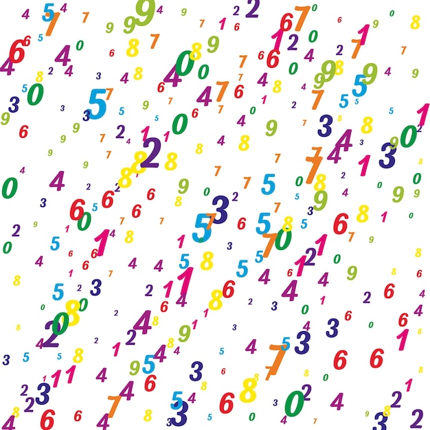 Vector flying colorful digits and numbers school math