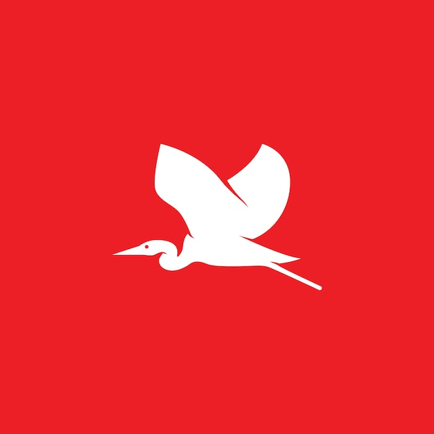 シンプルで覚えやすい、飛んでいる鶴のロゴ