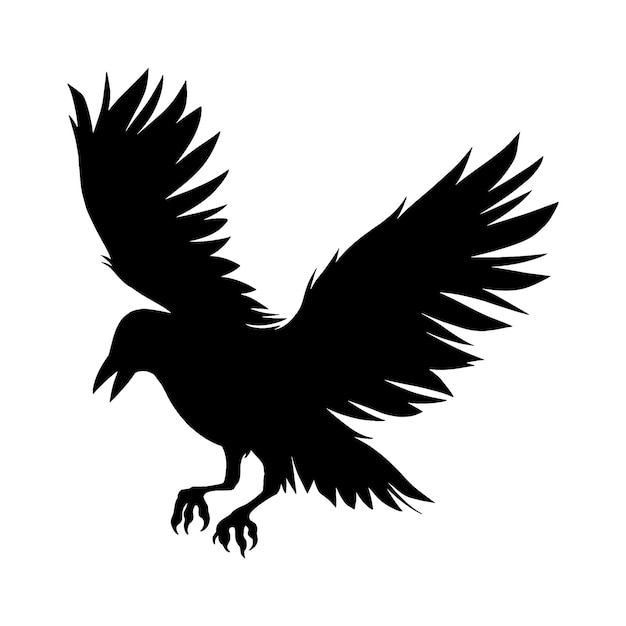 Vector flying crow silhouette