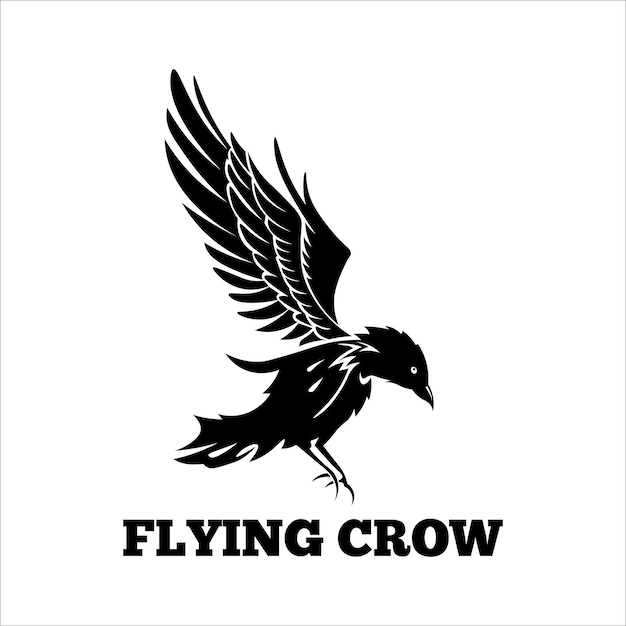 Flying crow vector design logo illustration