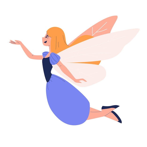 Vector flying cute fairy flat illustration