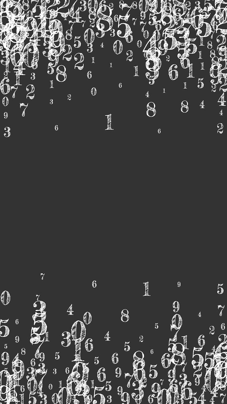Vector flying digits and numbers school math notebook