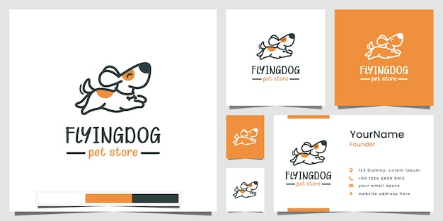 Vector flying dog pet store logo design inspiration
