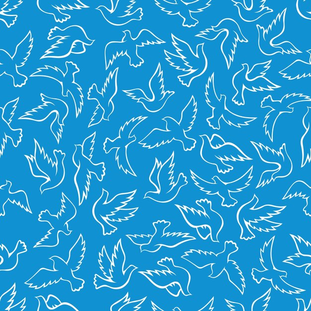 Flying dove birds seamless pattern