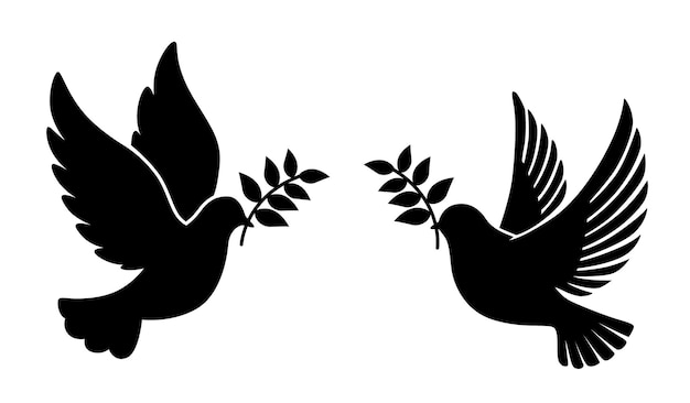 Flying dove holding an olive branch as a sign of peace Dove with olive branch