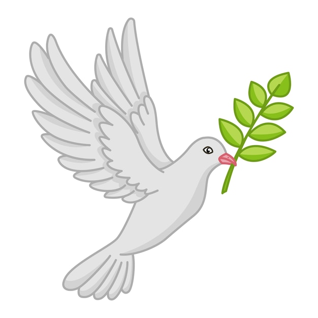 Flying dove with olive branch