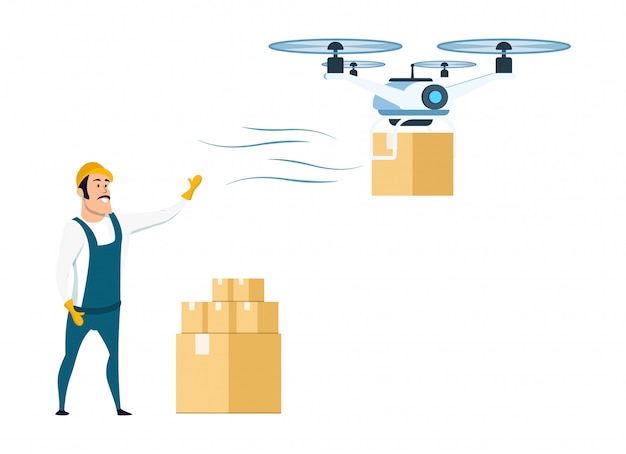 Flying drone delivery from storage or warehouse