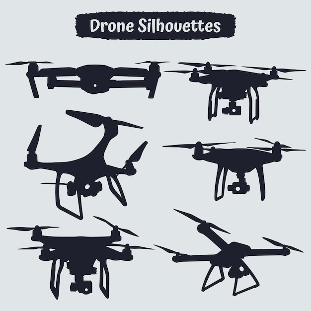 Flying drone silhouette vector