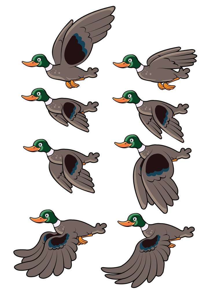 Vector flying duck animation sprite