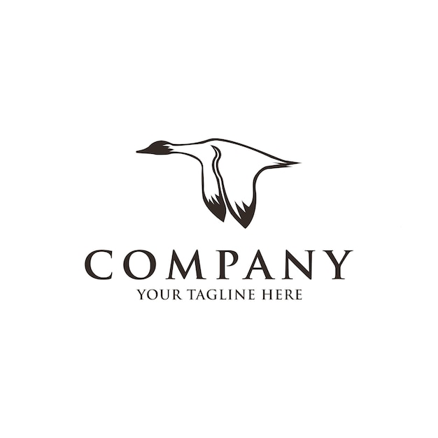 Дизайн логотипа летающей утки или гуся или лебедя