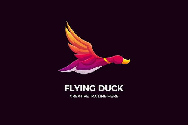 Flying duck gradient 3d logo template