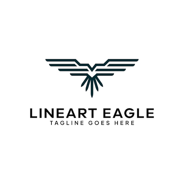 Flying eagle logo line art style.