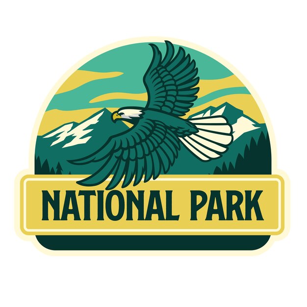 Vector flying eagle mascot logo in the nature