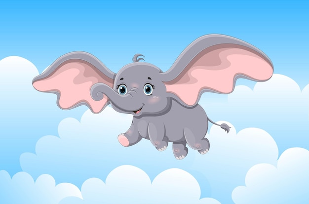 Flying elephant in sky