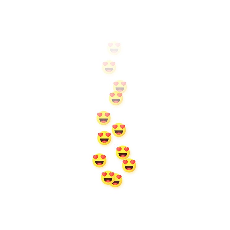Vector flying enamored faces isolated on white background a stream of smiles that gradually disappears the concept of social networks and live broadcasts