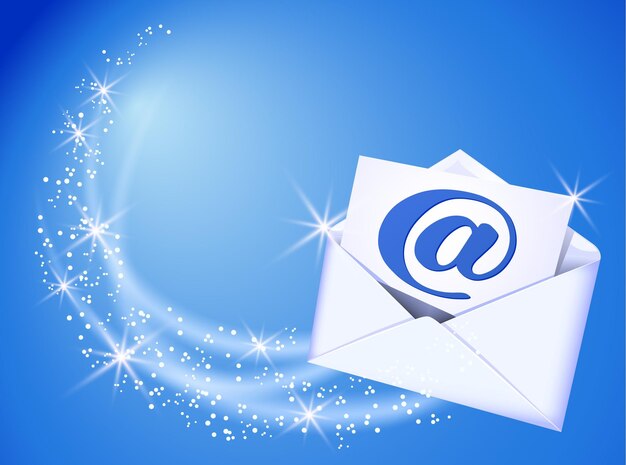 Premium Vector | Flying envelope and paper with email sign