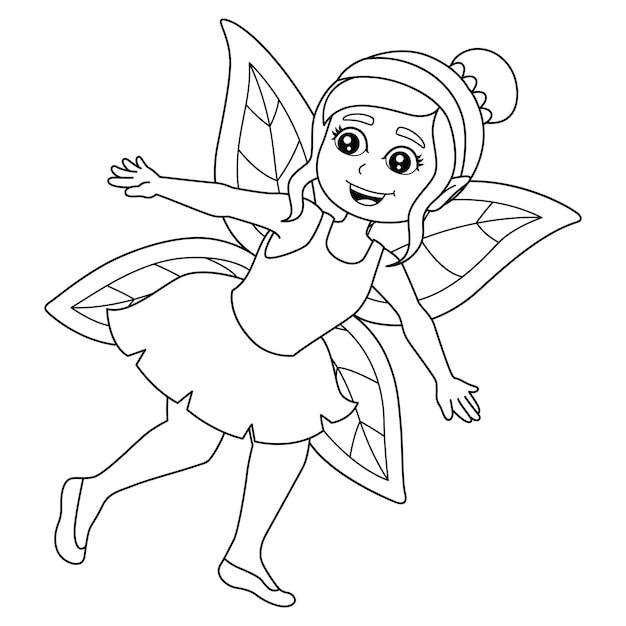 Vector flying fairy coloring page isolated for kids