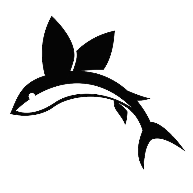 Vector flying fish silhouette vector design