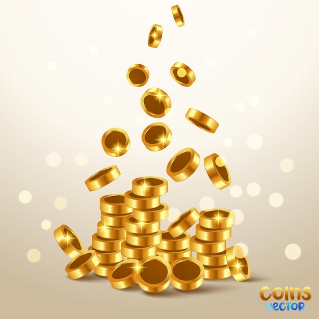flying gold coins vector illustration