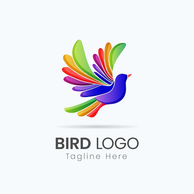 Flying gradient colorful bird logo template