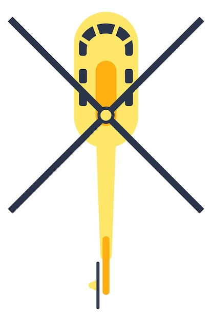 Vector flying helicopter chopper top view aircraft icon