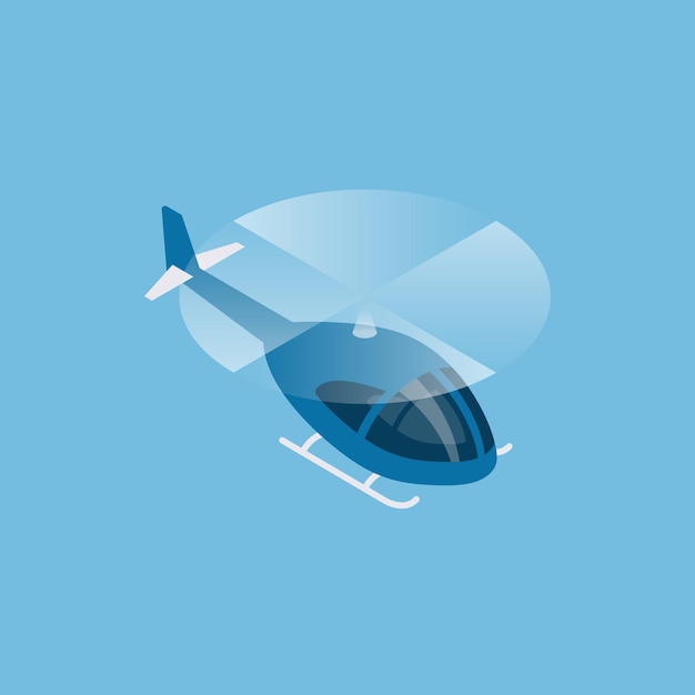 Flying helicopter isometric view. Vector illustration