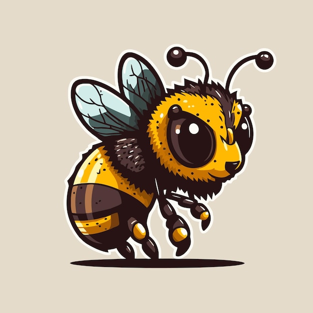 Vector flying honey bee bumblebee character logo mascot flat vector