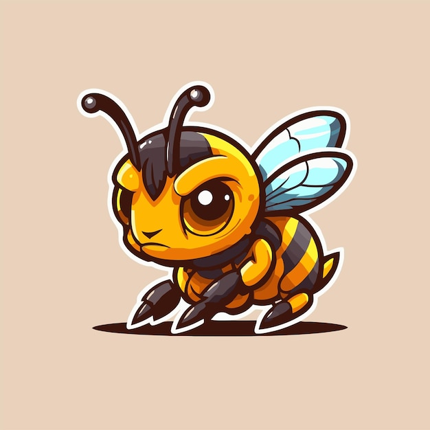 ミツバチ マルハナバチ文字ロゴ マスコット フラット ベクトルを飛んでください。