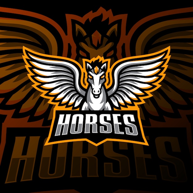비행 말 마스코트 로고 esport 게임