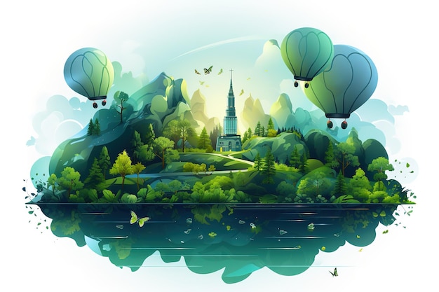 Flying House Abstract eco backgrounds for your design