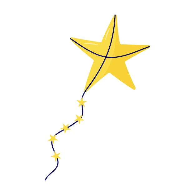 Flying kiteballoon in the shape of star on white background Outdoor summer activity toy