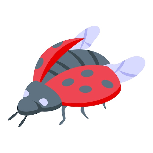 Vettore isometrico icona coccinella volante bug carino scarabeo di insetti