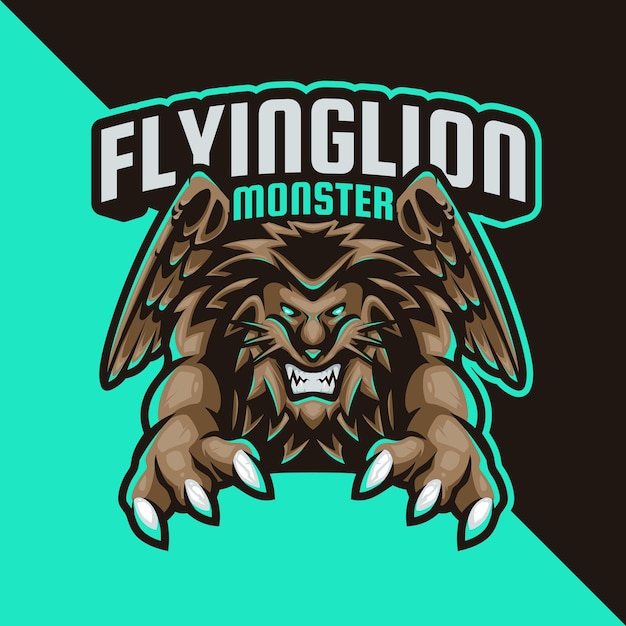 Vector flying lion mascot logo vector