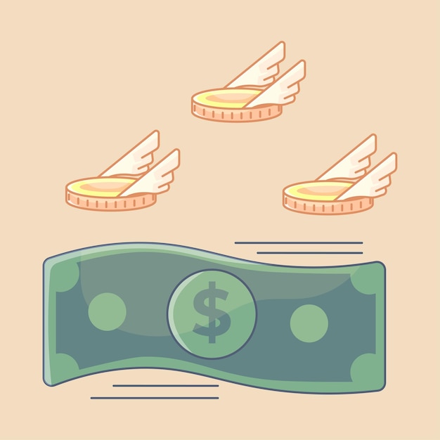 Flying money illustration vector design