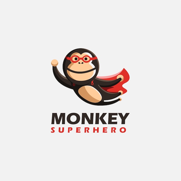 Scimmia volante logo supereroe logo scimmia divertente mascotte personaggio logo icona modello vettoriale