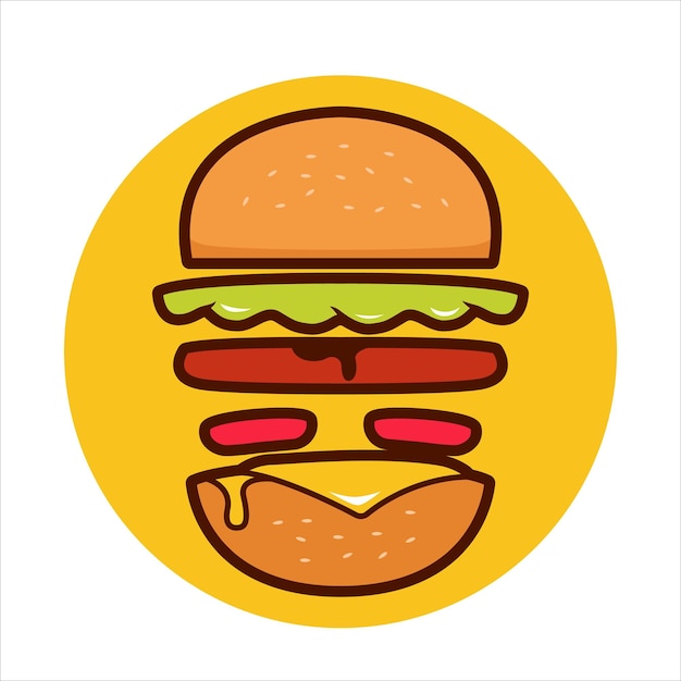 とろけるチーズベクトルイラストとハンバーガー材料の飛行