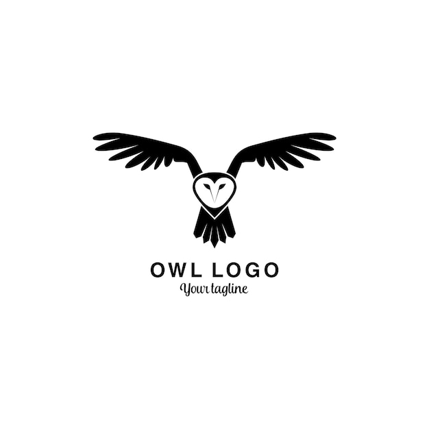 flying owl bird vector logo design