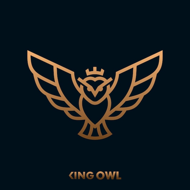 Vector flying owl logo line style vector illustration