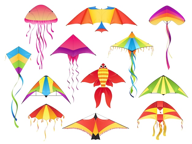 Flying paper kites kitesurfing hobby icons