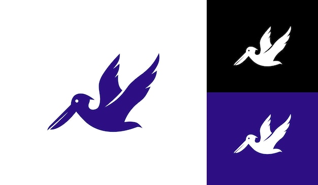 飛んでいるペリカンの鳥のロゴ