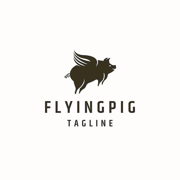 Flying pig animal logo icon design template flat vector