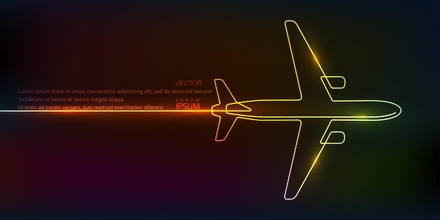 Vettore aereo in voloaeroplanovoli aereidisegno a tratteggio continuoillustrazione vettoriale