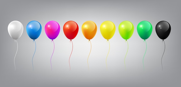 Flying Realistic Glossy Colorful Balloons