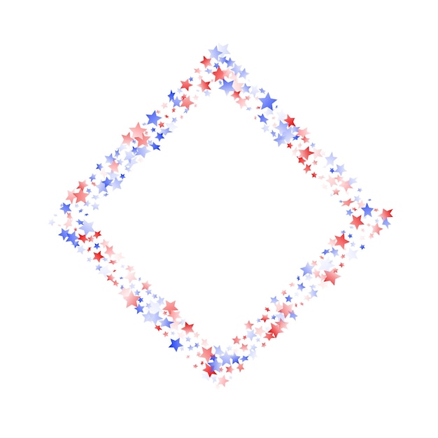 Летающая красно-синяя белая звезда сверкает на белом векторе американского патриотического фона