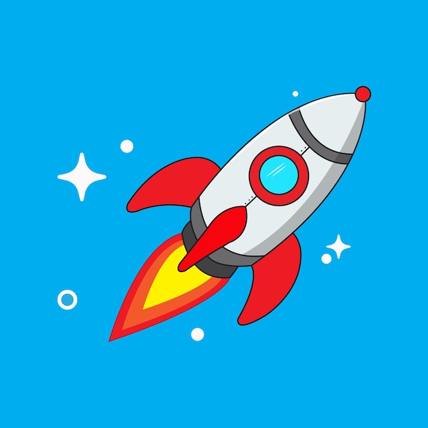 flying rocket design with various stars