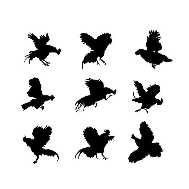 Flying Rooster Silhouette