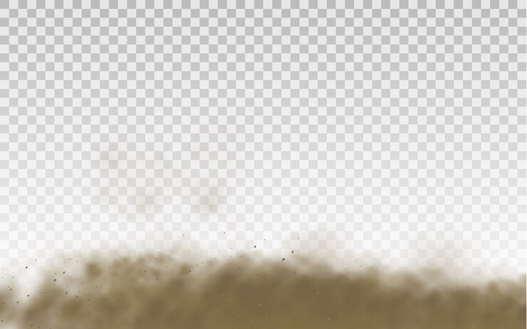 Vector flying sand. dust cloud. brown dusty cloud or dry sand flying with a gust of wind, sandstorm. brown smoke realistic texture