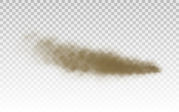 Вектор Летающий песок. пылевое облако. бурое пыльное облако или сухой песок летит с порывом ветра, песчаная буря. коричневый дым реалистичные текстуры. иллюстрации.