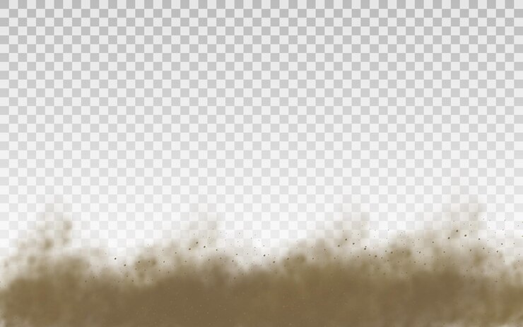 Vector flying sand, dust cloud, brown smoke realistic texture